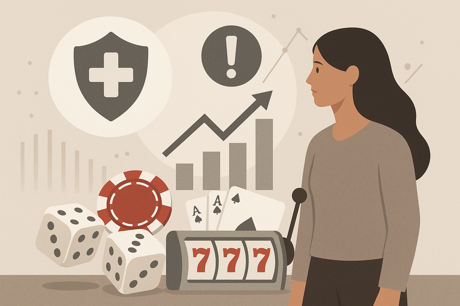Rappresentazione concettuale del rapporto tra gioco d’azzardo e salute pubblica, con focus su prevenzione e rischio